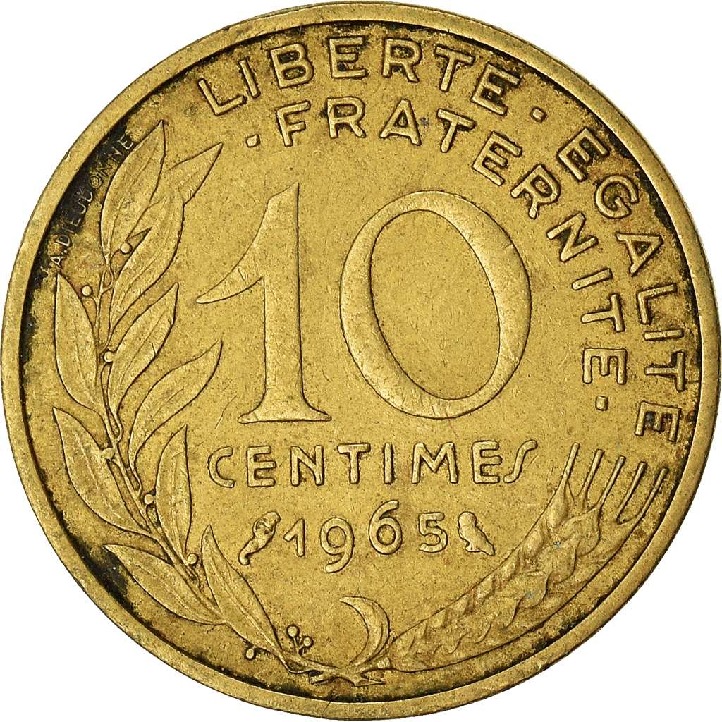 Moneda, Francia, 10 Centimes, 1965