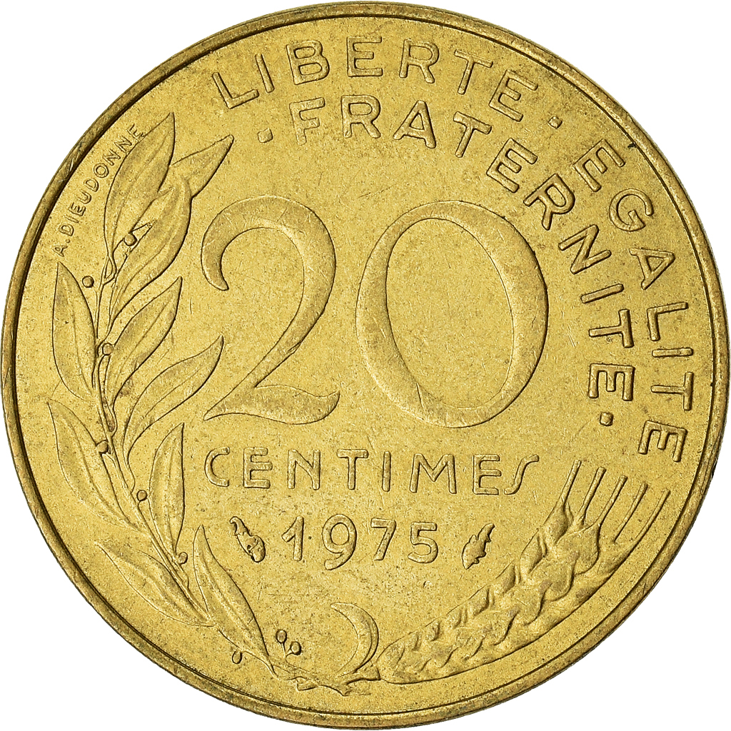 Moneda, Francia, 20 Centimes, 1975