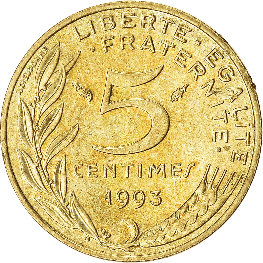 Moneda, Francia, 5 Centimes, 1993