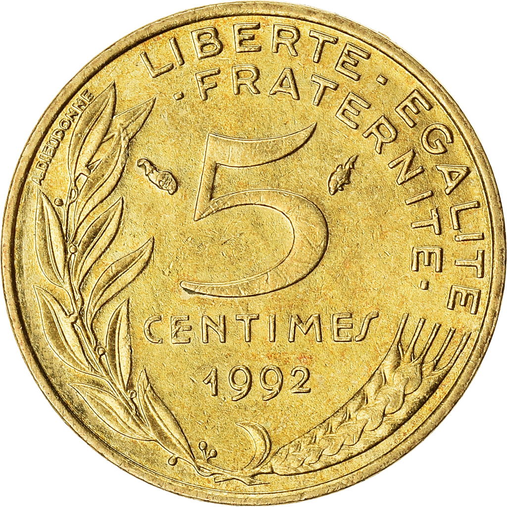 Moneda, Francia, 5 Centimes, 1992