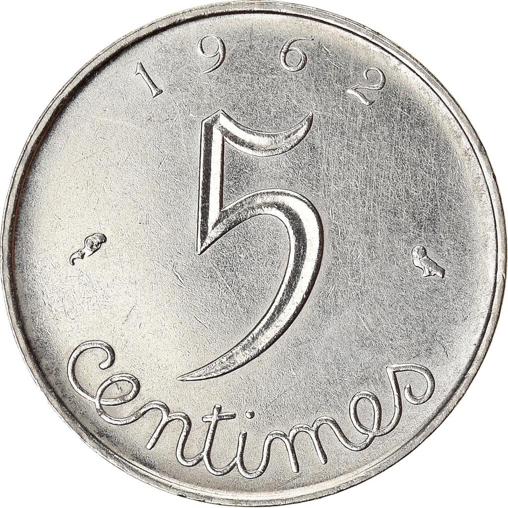 Moneda, Francia, 5 Centimes, 1962