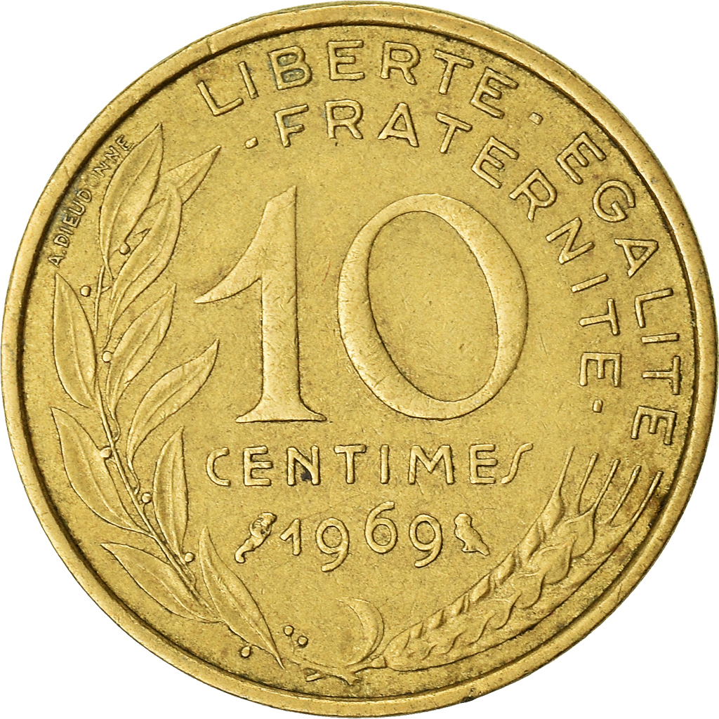 Moneda, Francia, 10 Centimes, 1969