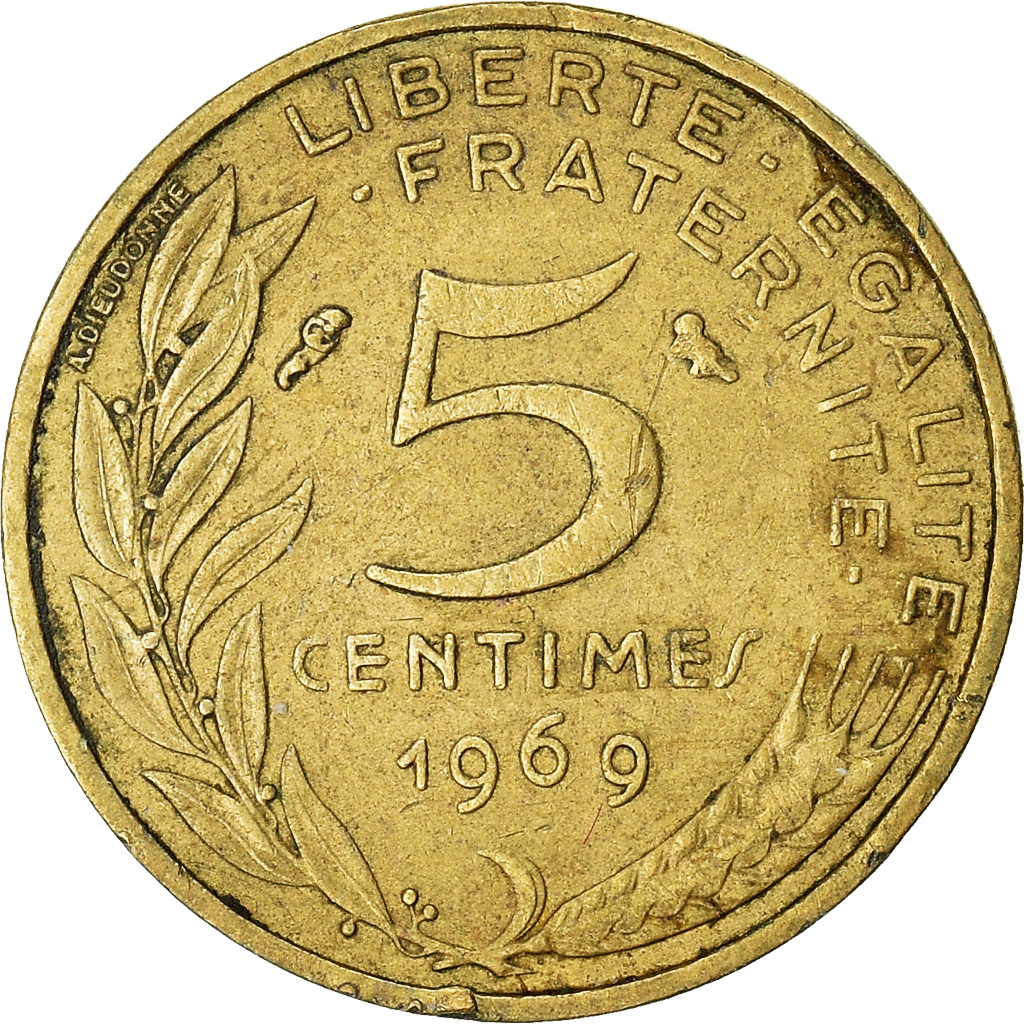 Moneda, Francia, 5 Centimes, 1969