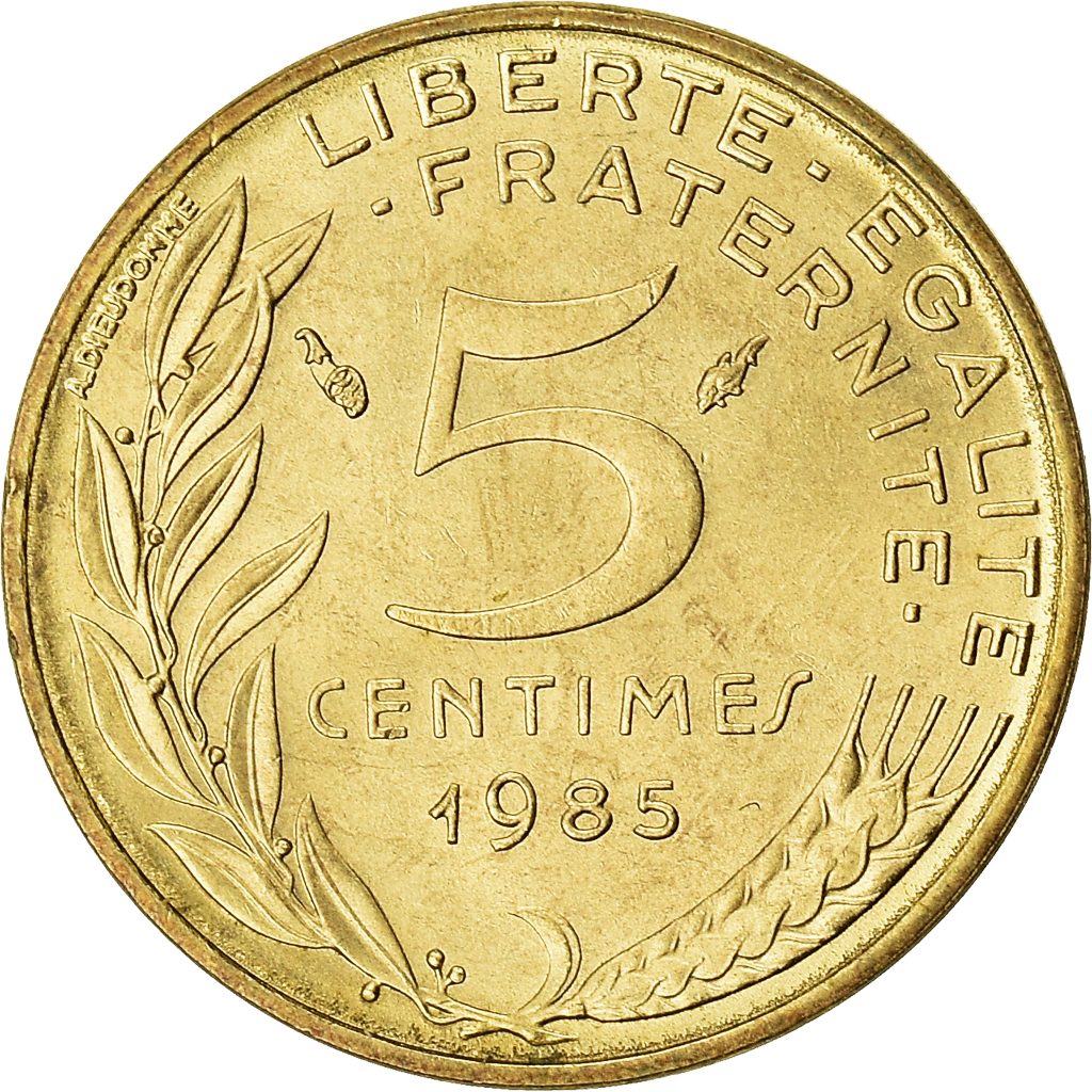 Moneda, Francia, 5 Centimes, 1985