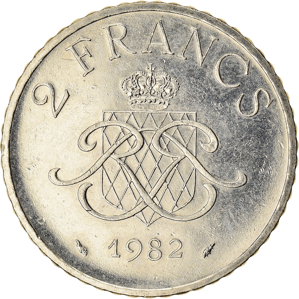 Moneda, Mónaco, 2 Francs, 1982