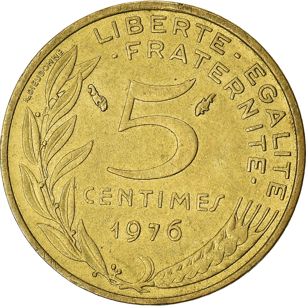 Moneda, Francia, 5 Centimes, 1976