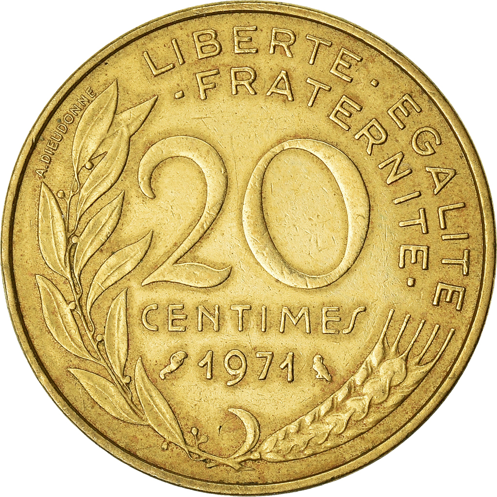 Moneda, Francia, 20 Centimes, 1971