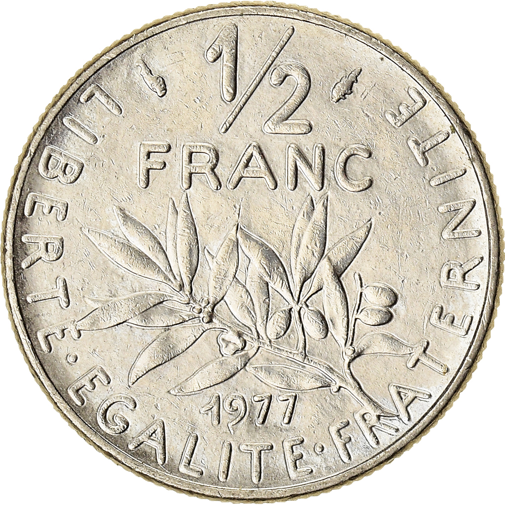 Moneda, Francia, 1/2 Franc, 1977
