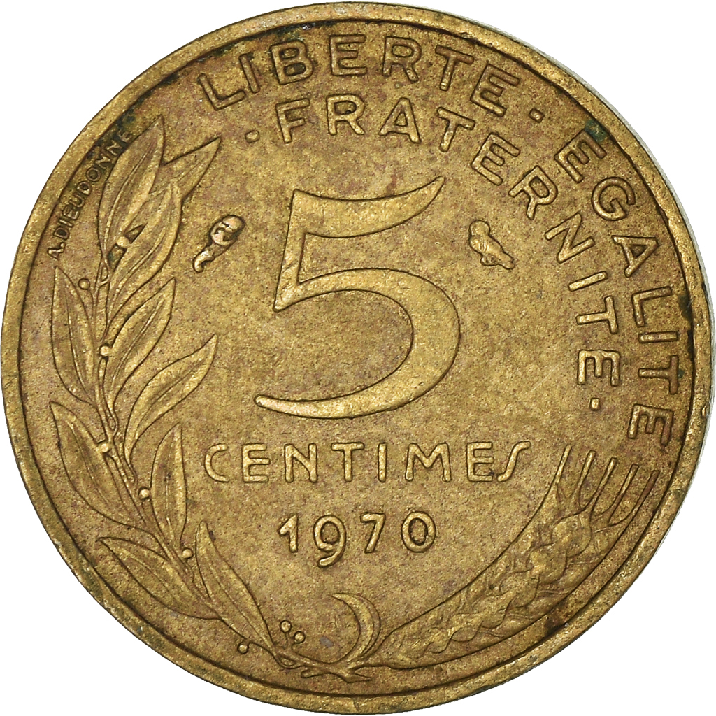 Moneda, Francia, 5 Centimes, 1970