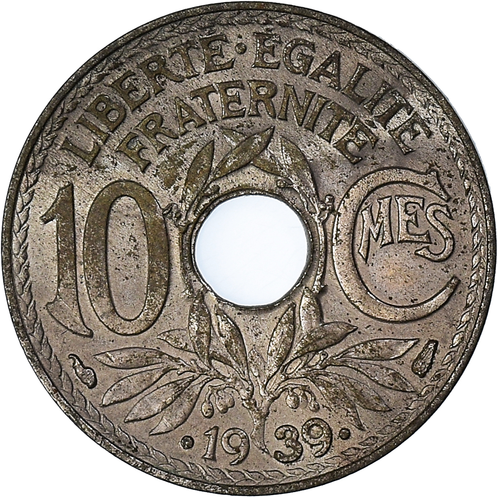 Moneda, Francia, 10 Centimes, 1939