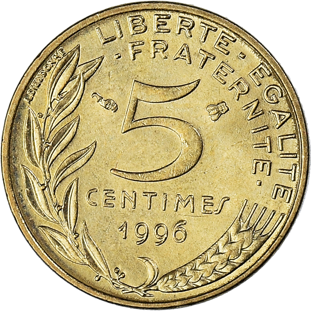 Moneda, Francia, 5 Centimes, 1996