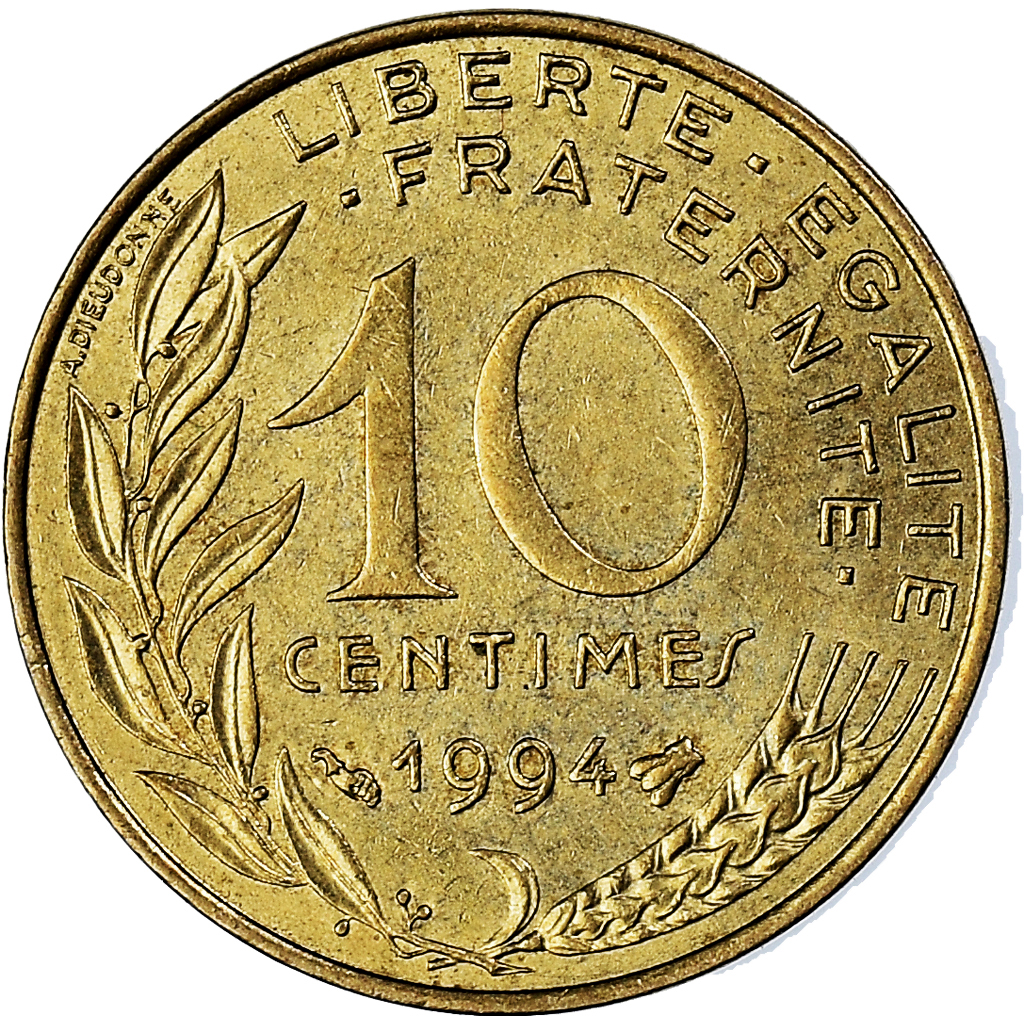Moneda, Francia, 10 Centimes, 1994