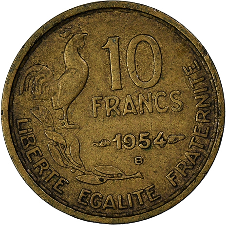 Moneda, Francia, 10 Francs, 1954