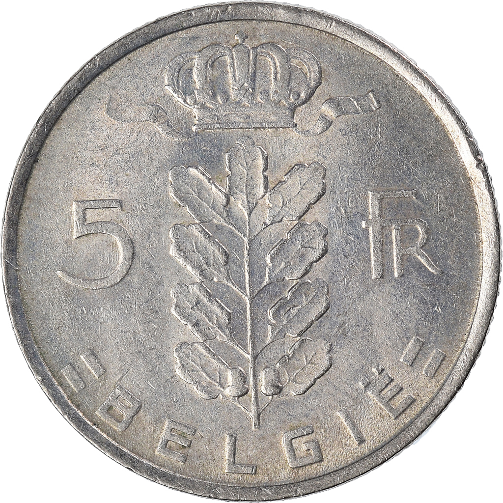 Moneda, Bélgica, 5 Francs, 5 Frank, 1975