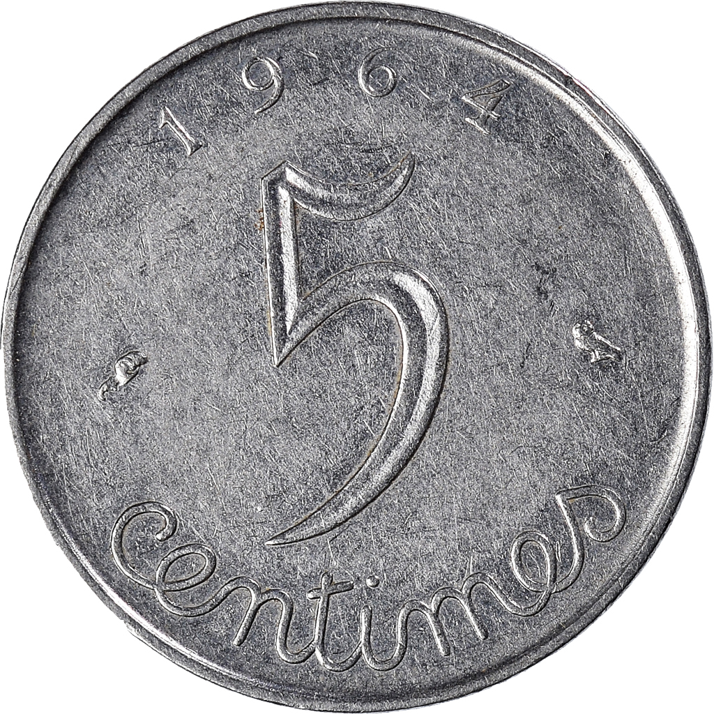 Moneda, Francia, 5 Centimes, 1964