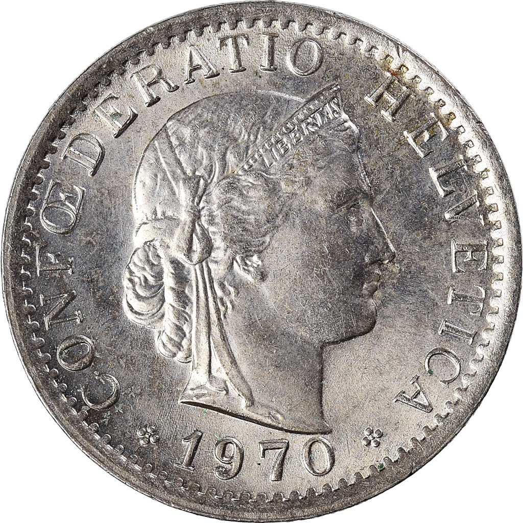 Moneda, Suiza, 20 Rappen, 1970