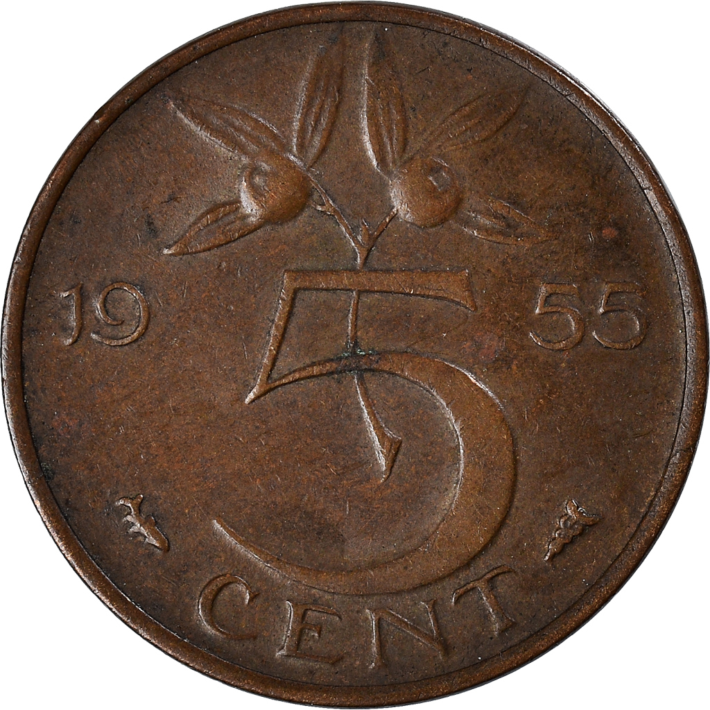 Moneda, Países Bajos, 5 Cents, 1955