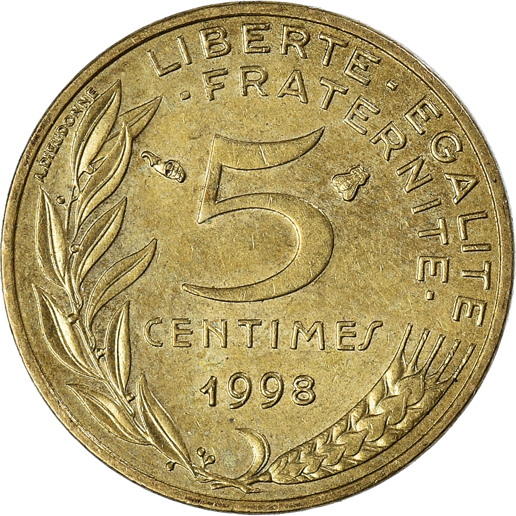 Moneda, Francia, 5 Centimes, 1998
