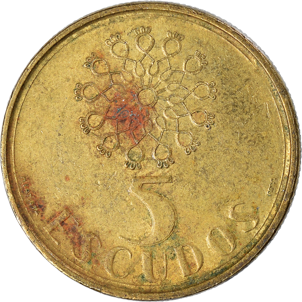 Moneda, Portugal, 5 Escudos, 1991
