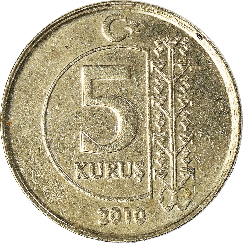Moneda, Turquía, 5 Kurus, 2010