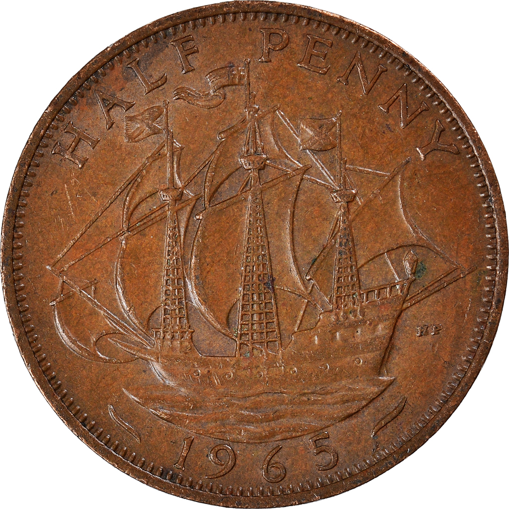 Moneda, Gran Bretaña, 1/2 Penny, 1965