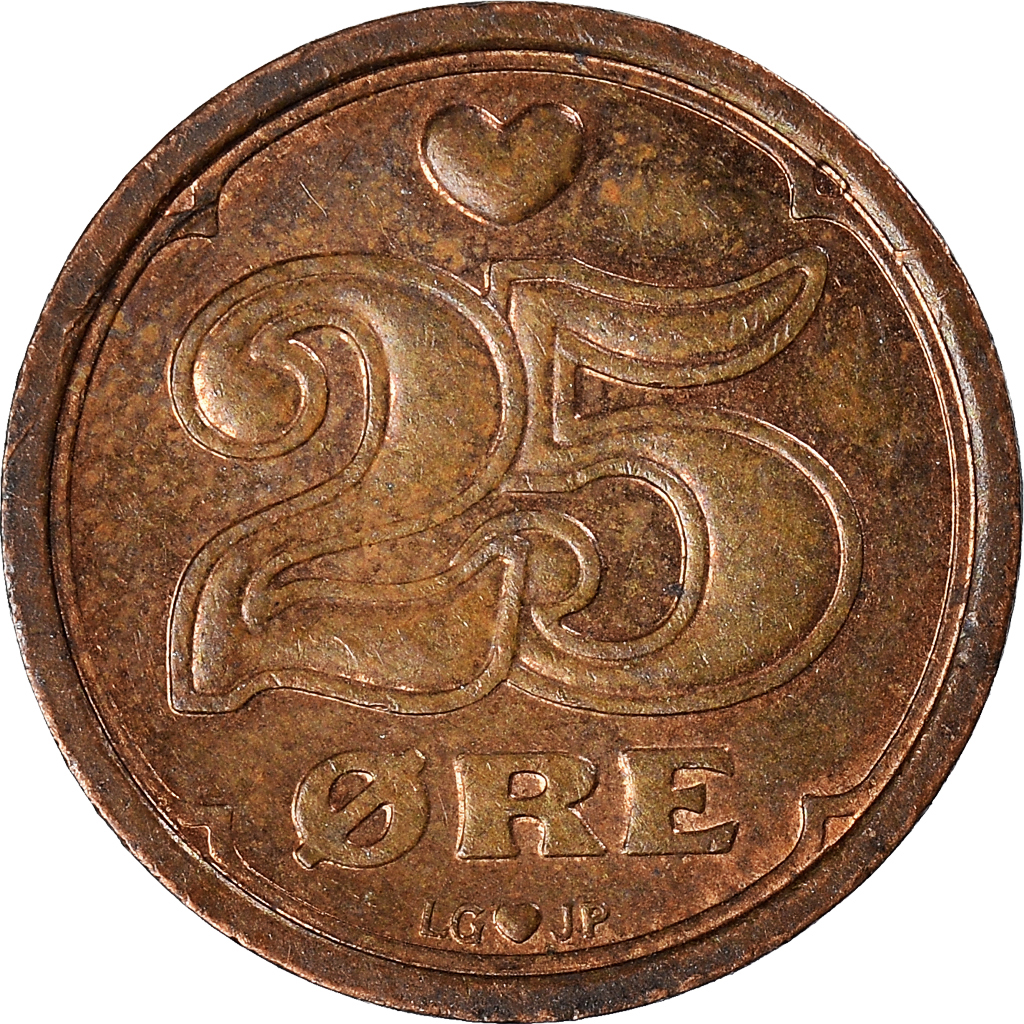 Moneda, Dinamarca, 25 Öre, 1990