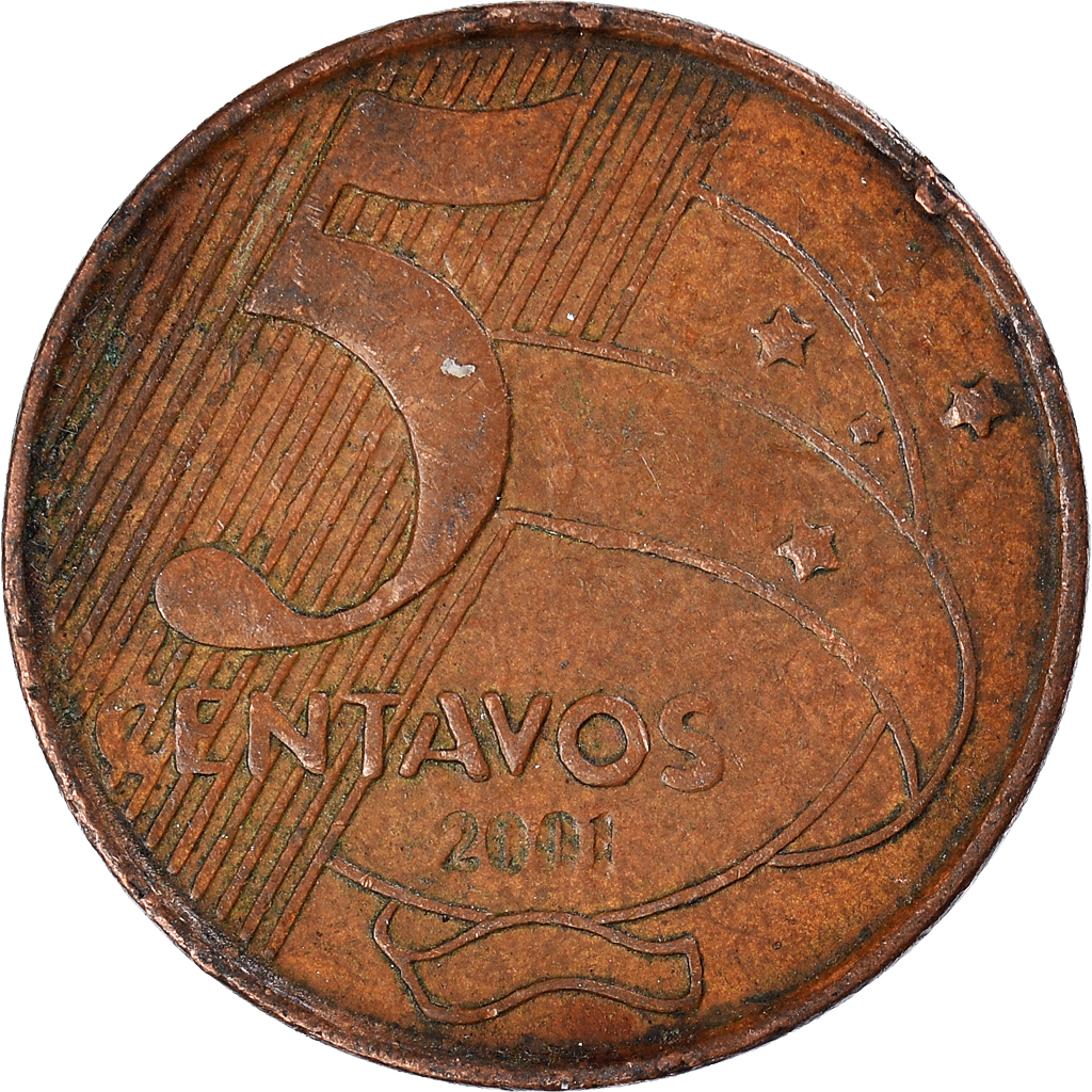 Moneda, Brasil, 5 Centavos, 2001