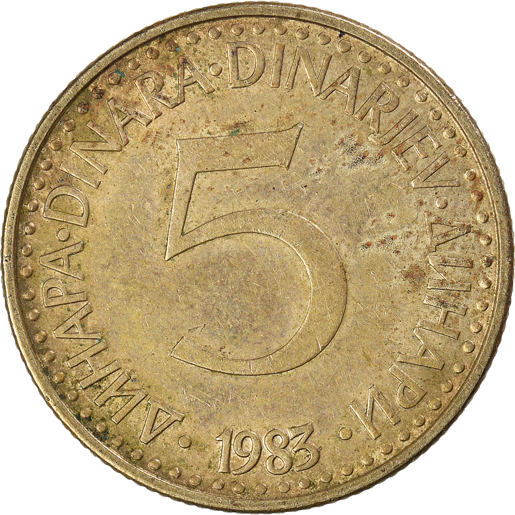 Moneda, Yugoslavia, 5 Dinara, 1983