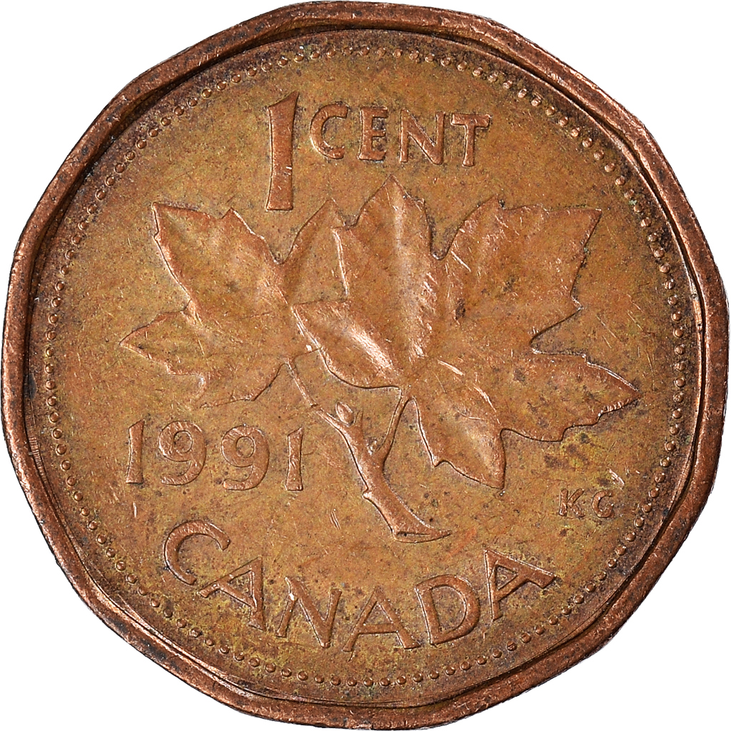 Moneda, Canadá, Cent, 1991