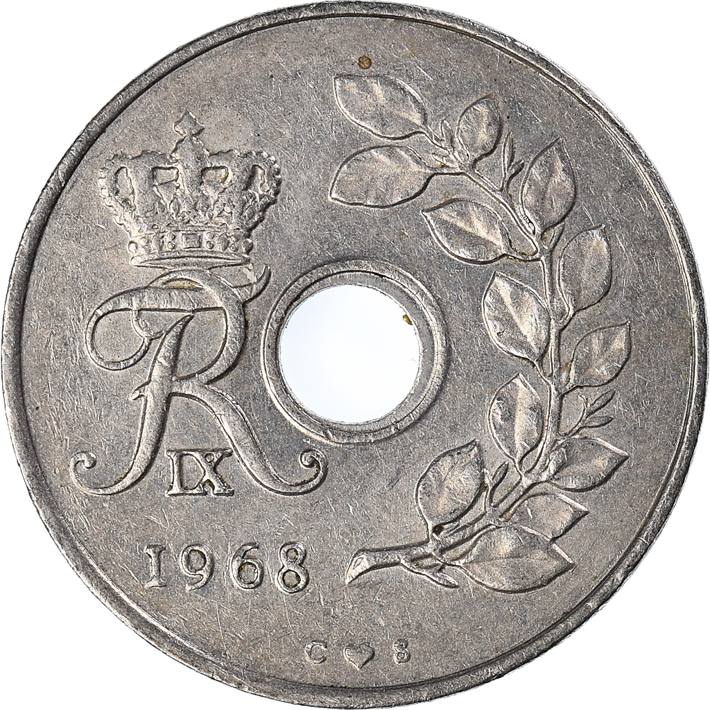 Moneda, Dinamarca, 25 Öre, 1968