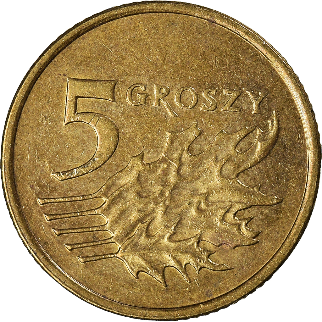 Moneda, Polonia, 5 Groszy, 2007