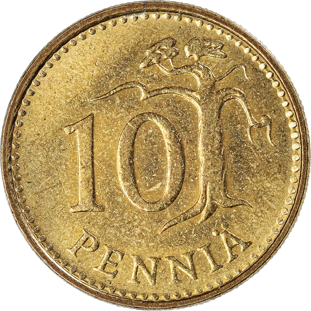 Moneda, Finlandia, 10 Pennia, 1982
