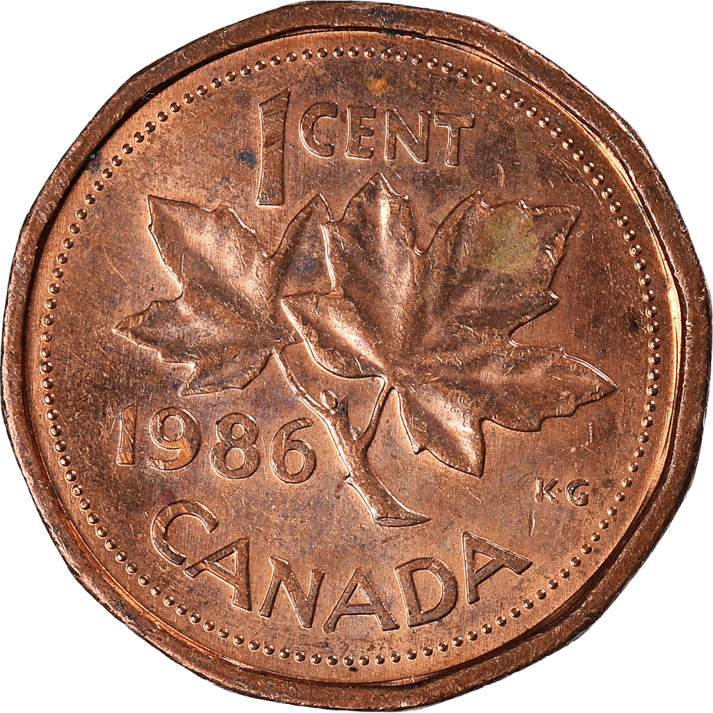 Moneda, Canadá, Cent, 1986