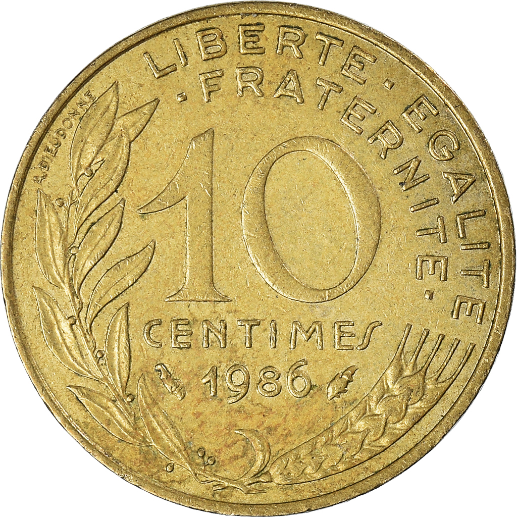 Moneda, Francia, 10 Centimes, 1986