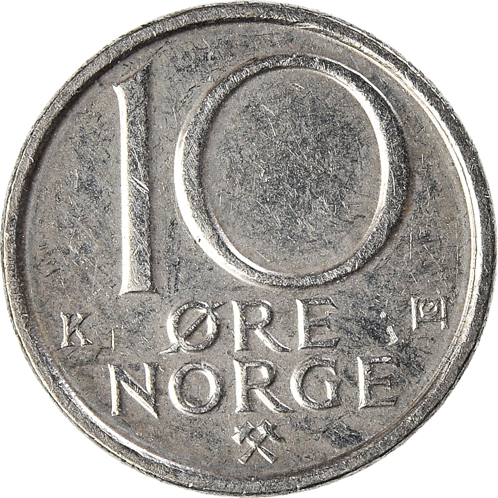 Moneda, Noruega, 10 Öre, 1990