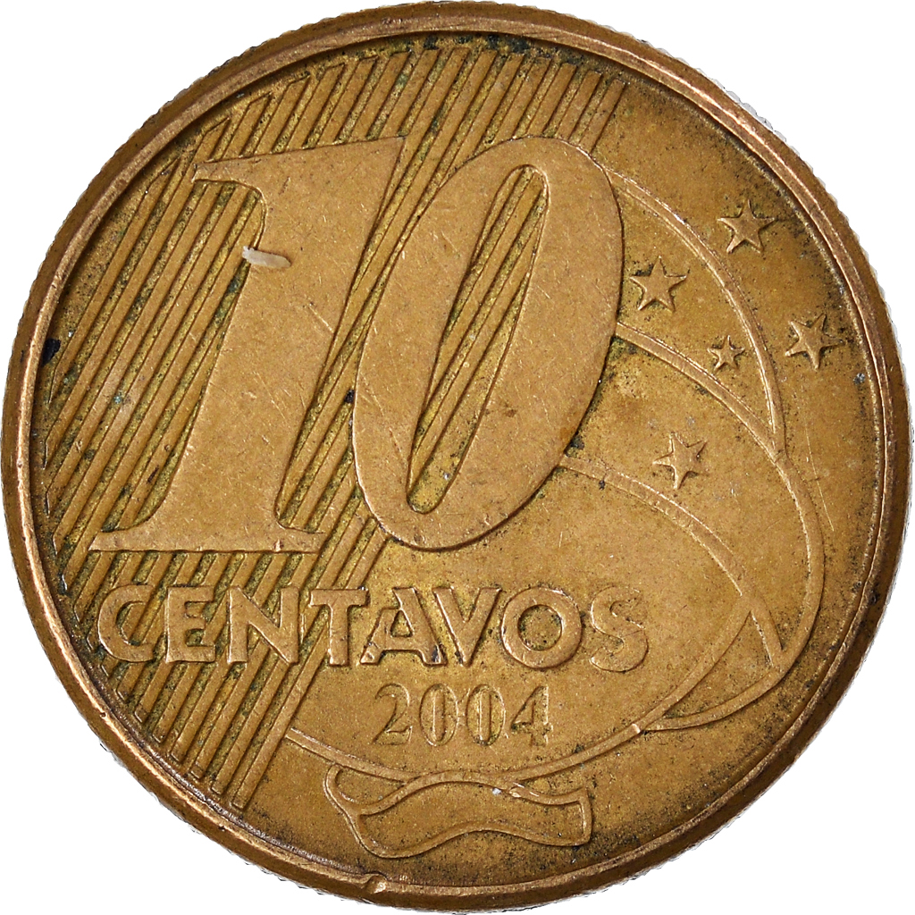 Moneda, Brasil, 10 Centavos, 2004