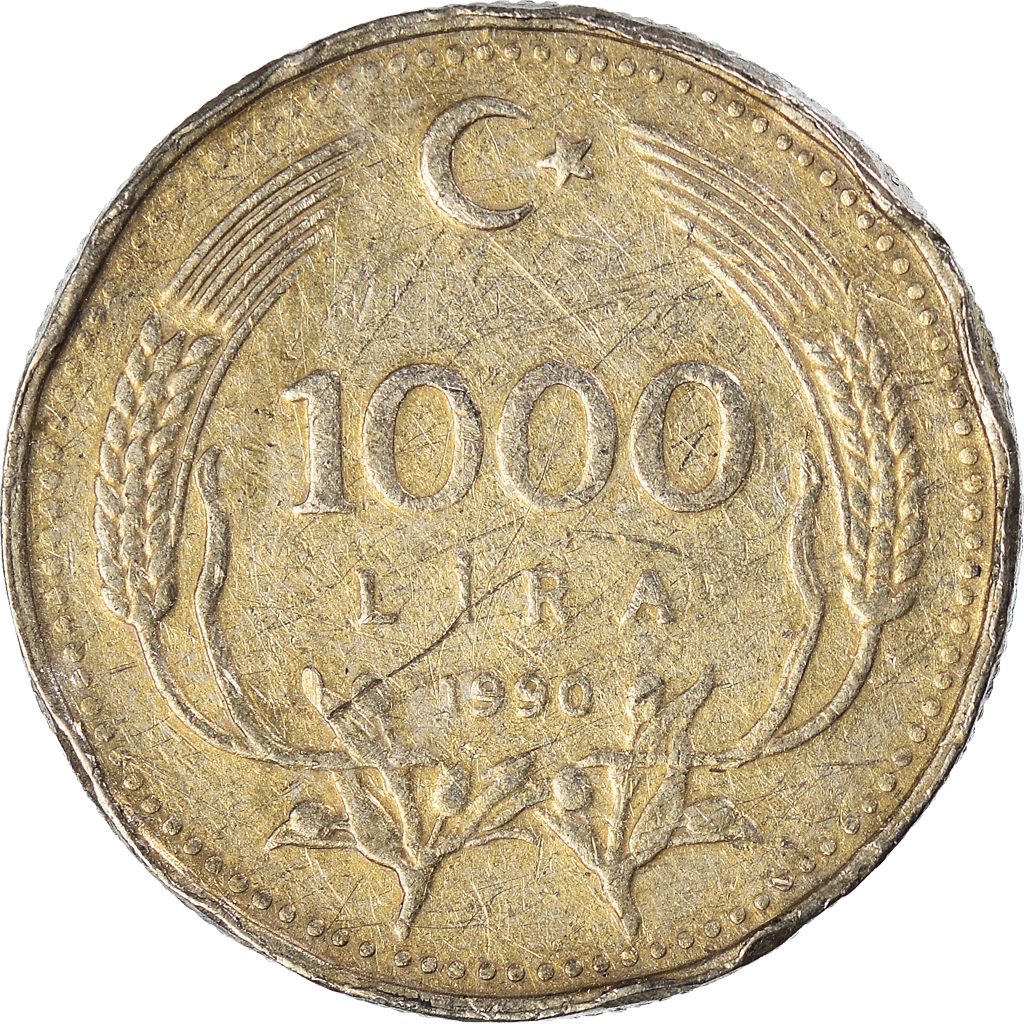 Moneda, Turquía, 1000 Lira, 1990
