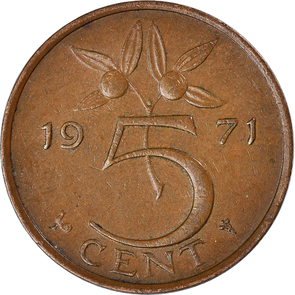 Moneda, Países Bajos, 5 Cents, 1971