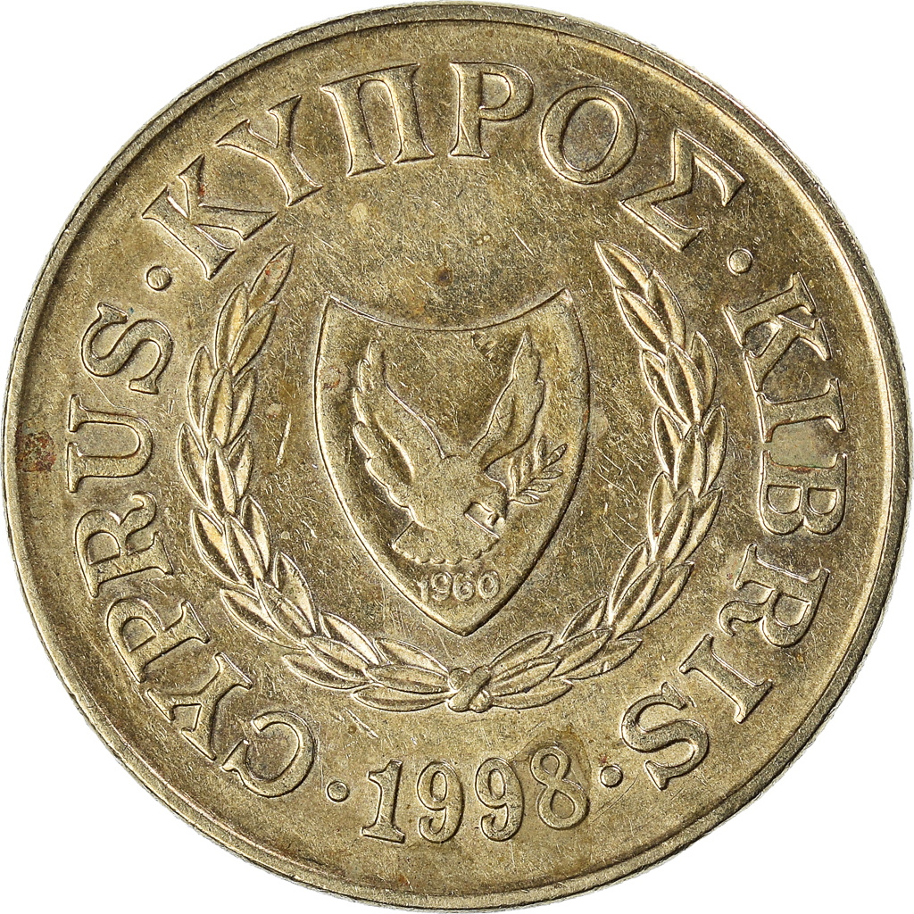 Moneda, Chipre, 20 Cents, 1998