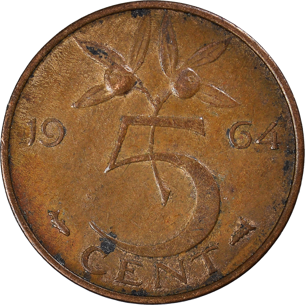 Moneda, Países Bajos, 5 Cents, 1964