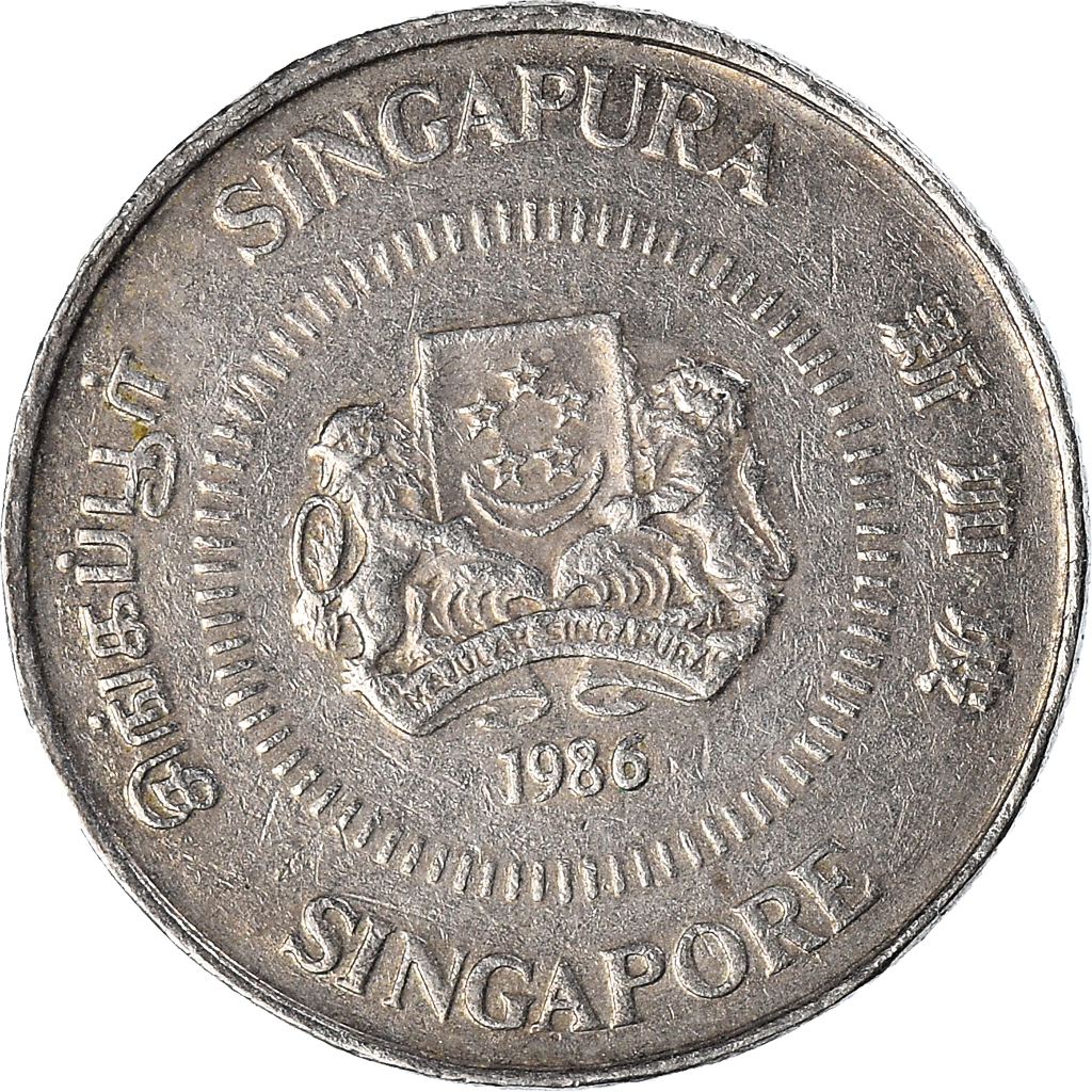 Moneda, Singapur, 10 Cents, 1986