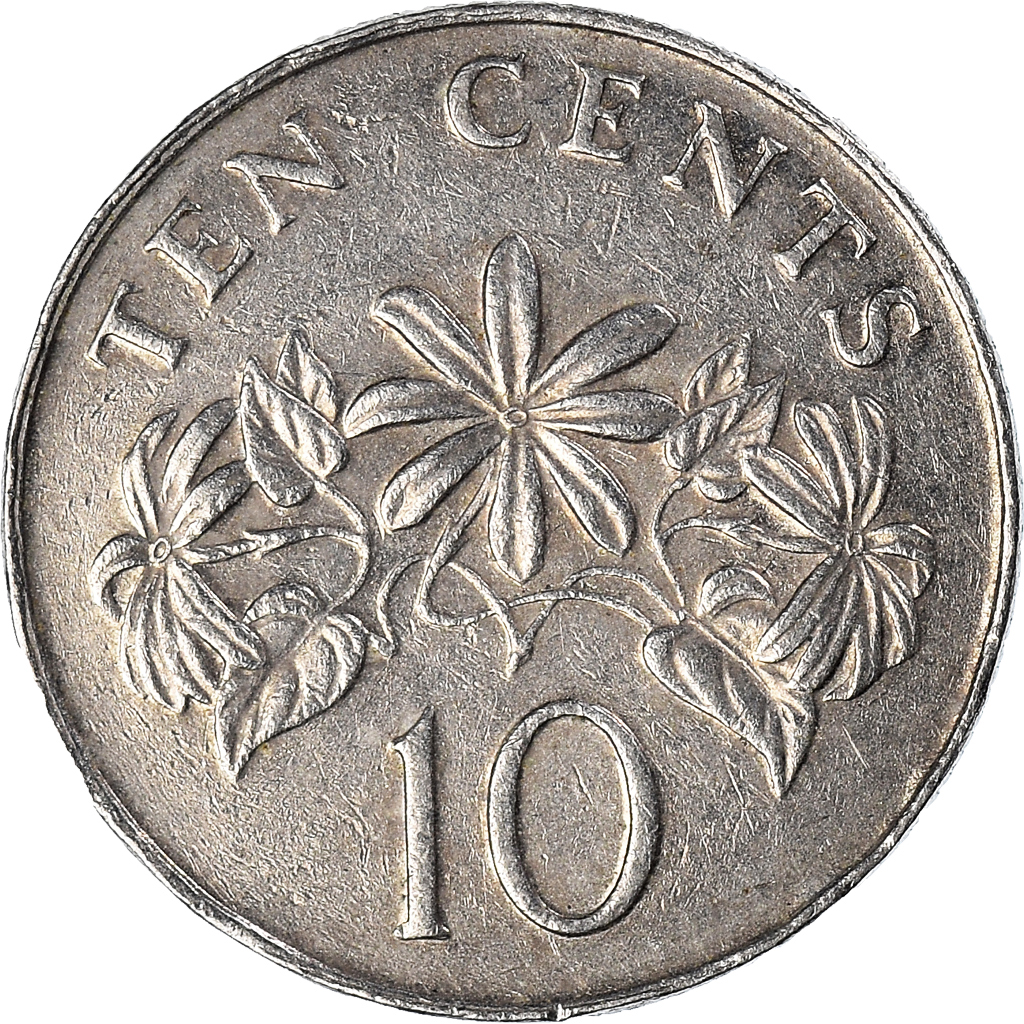 Moneda, Singapur, 10 Cents, 1986
