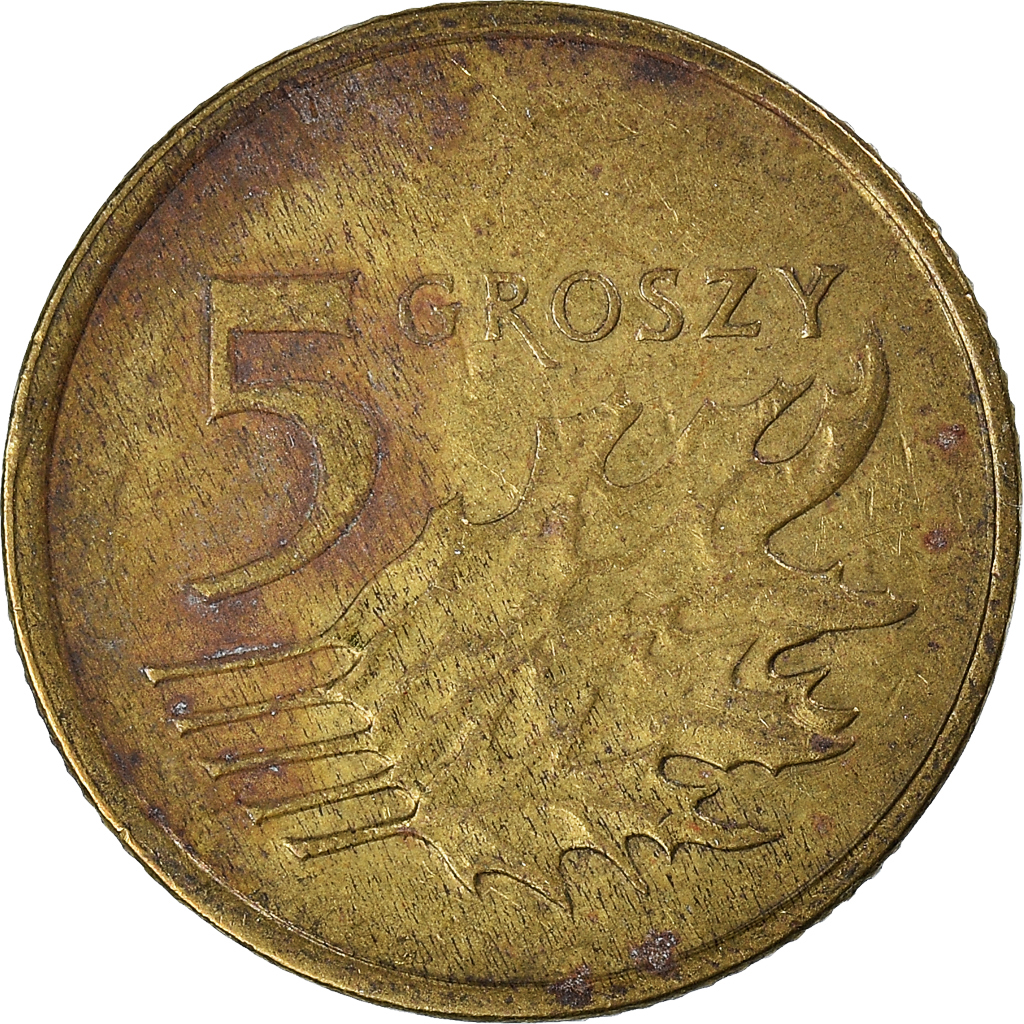 Moneda, Polonia, 5 Groszy, 2004