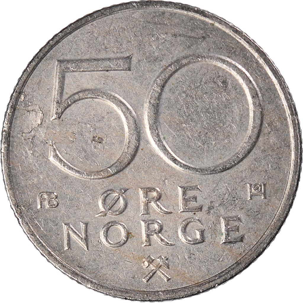 Moneda, Noruega, 50 Öre, 1977