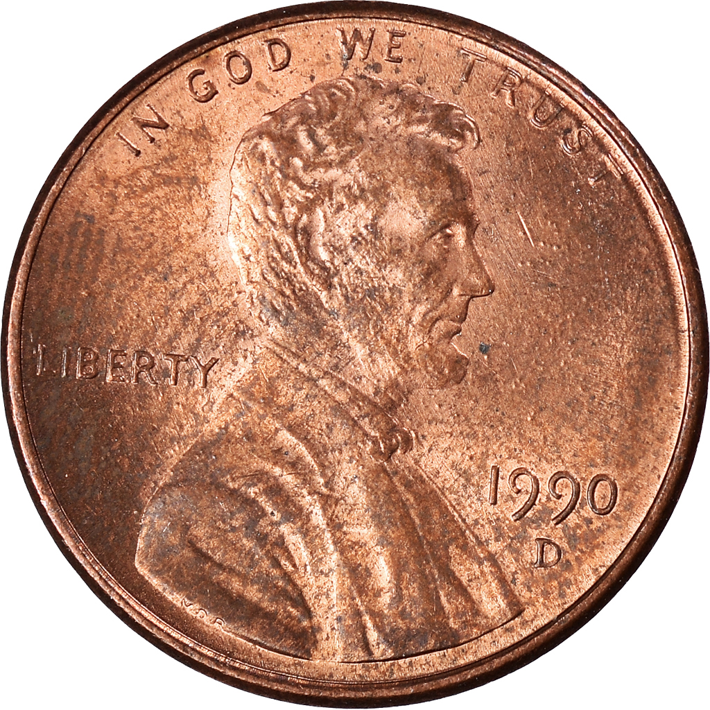 Moneda, Estados Unidos, Cent, 1990