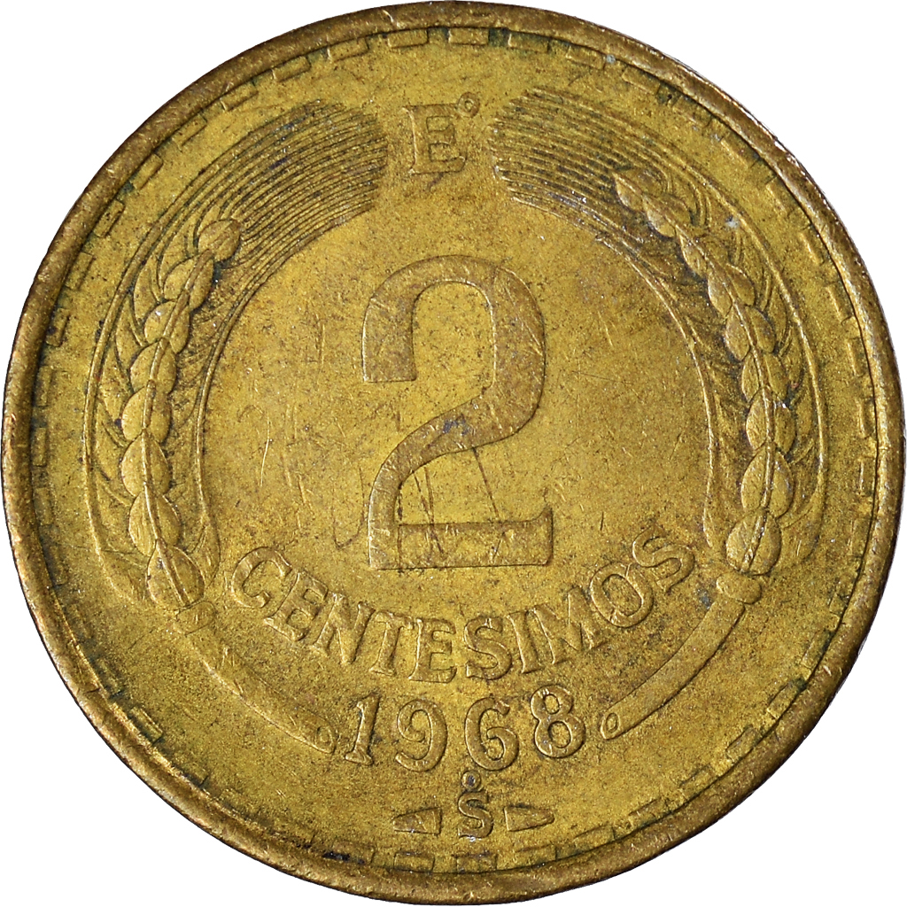 Moneda, Chile, 2 Centesimos, 1968