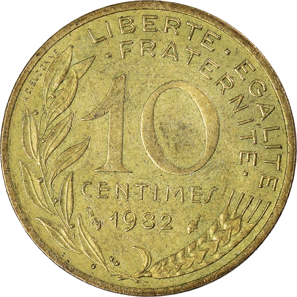 Moneda, Francia, 10 Centimes, 1982