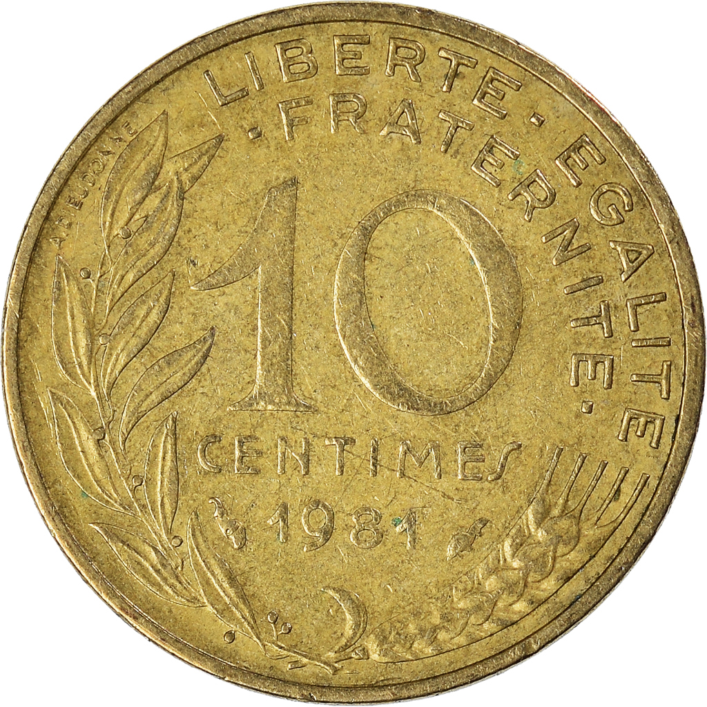 Moneda, Francia, 10 Centimes, 1981