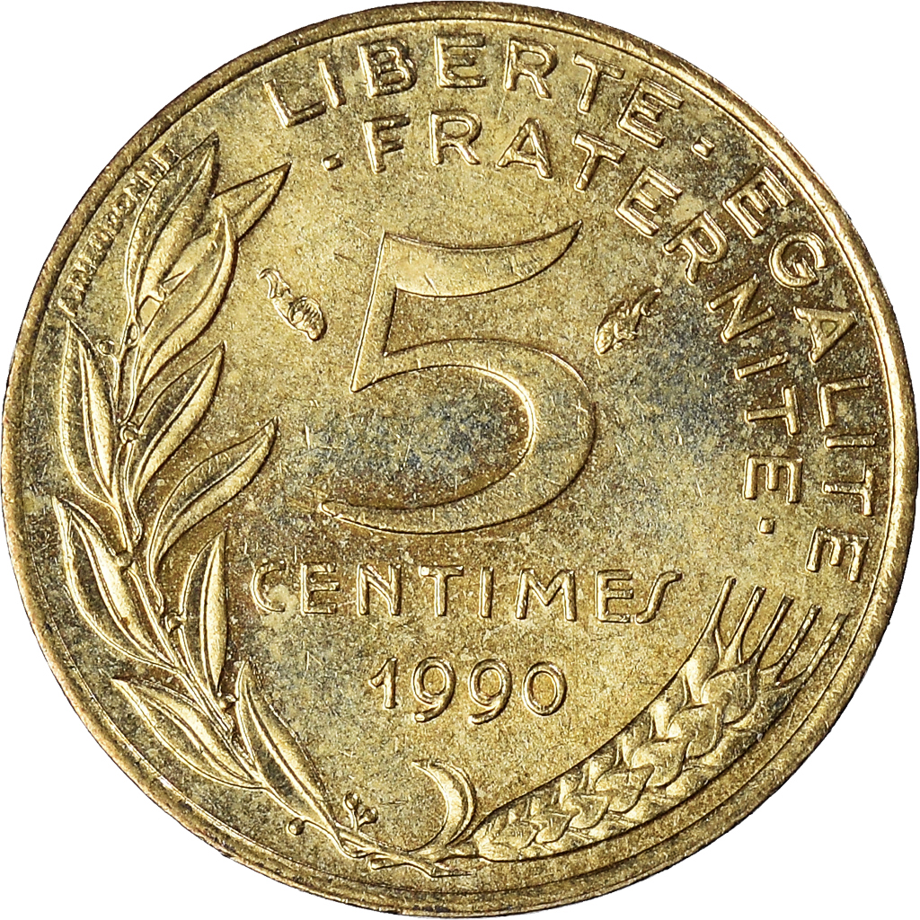Moneda, Francia, 5 Centimes, 1990