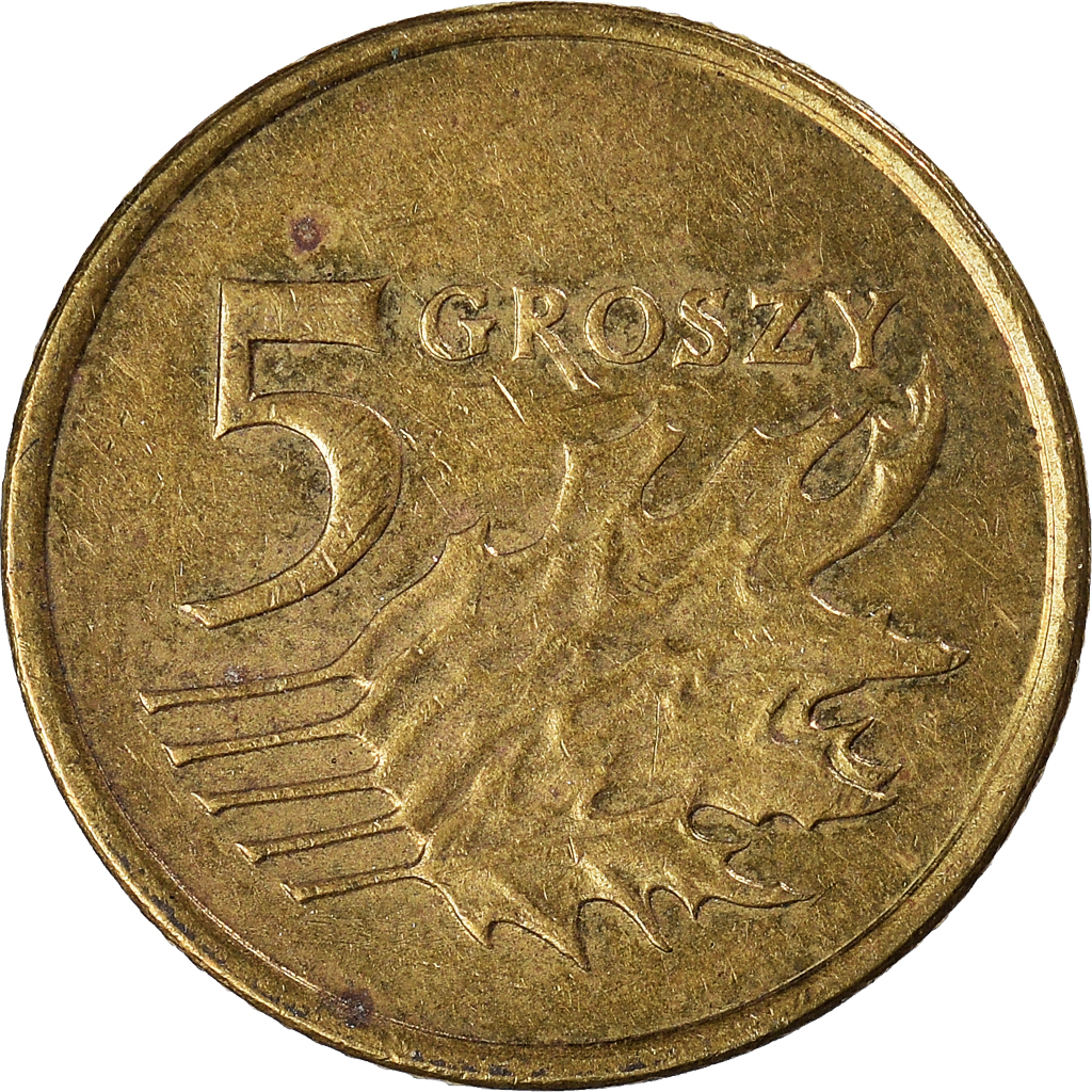 Moneda, Polonia, 5 Groszy, 2008